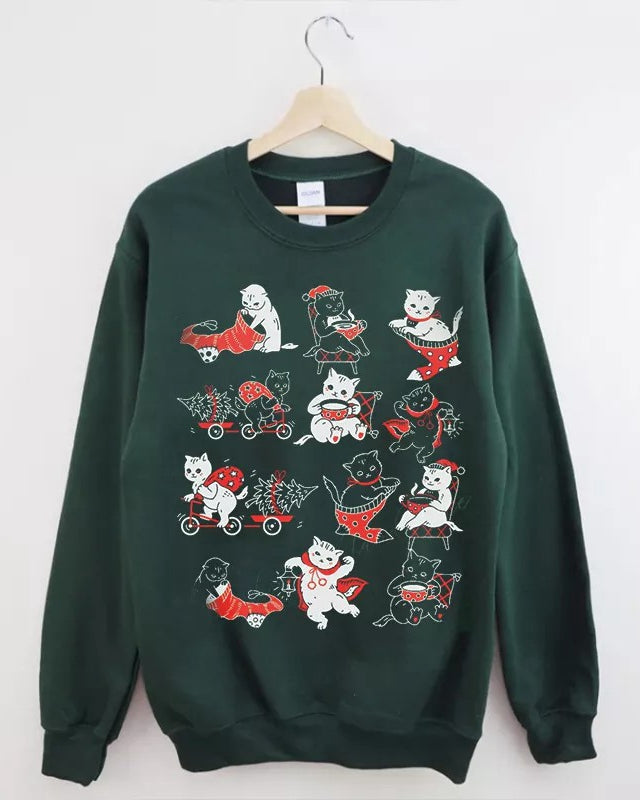 Vintage Kittens Cute Ugly Christmas Sweatshirt