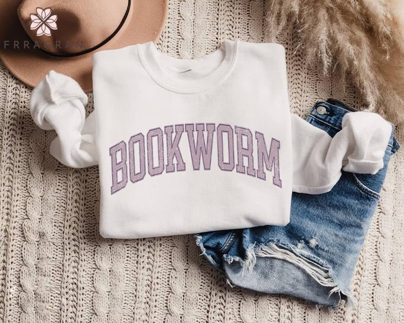 Bookworm Letter Print Crewneck Sweatshirt