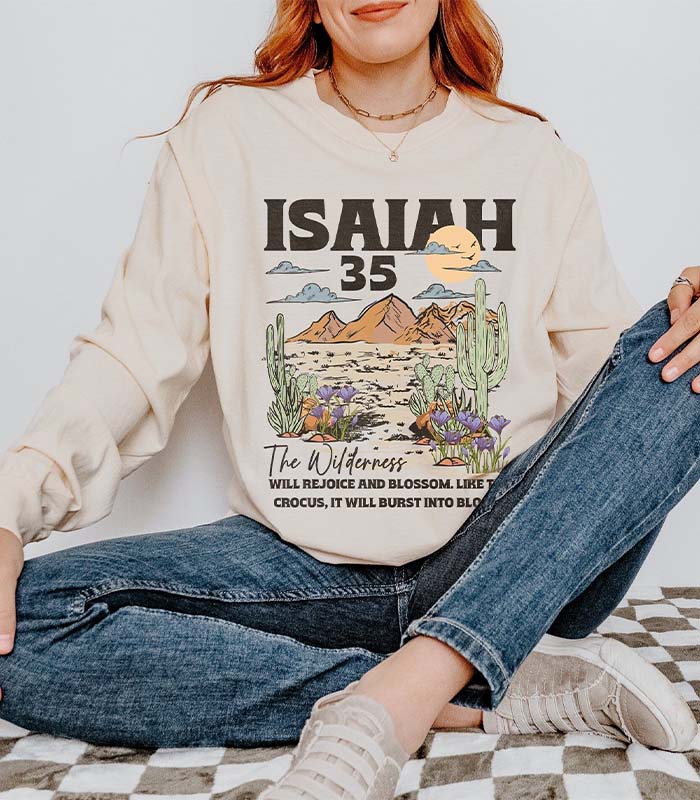 Boho Faith Bible Verse Long Sleeve Sweatshirt