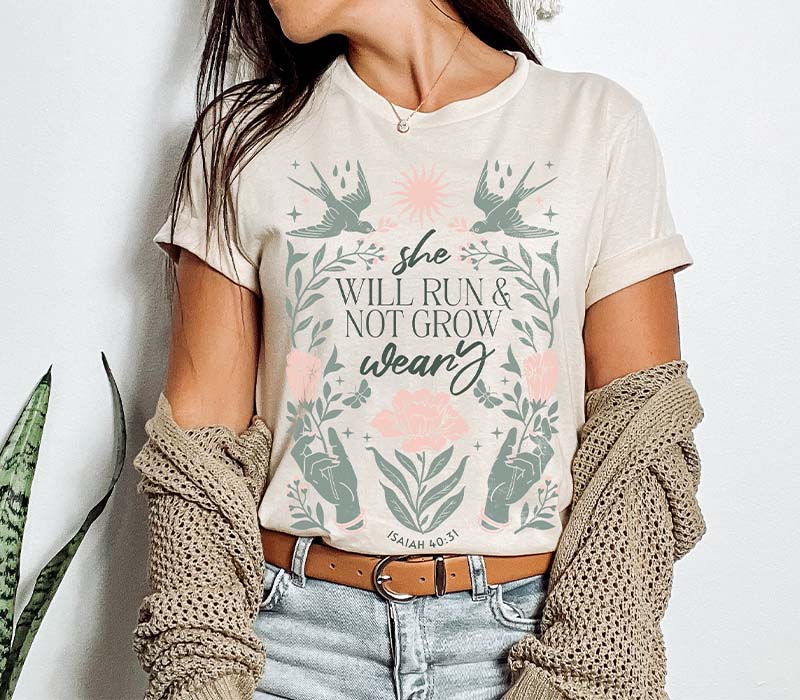 Boho Faith Bible Verse Crewneck T-shirt