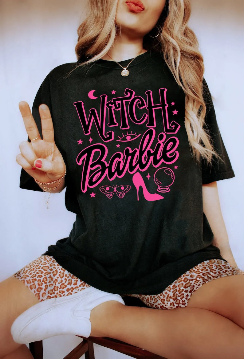 Witch Barbie Letter Print T-shirt