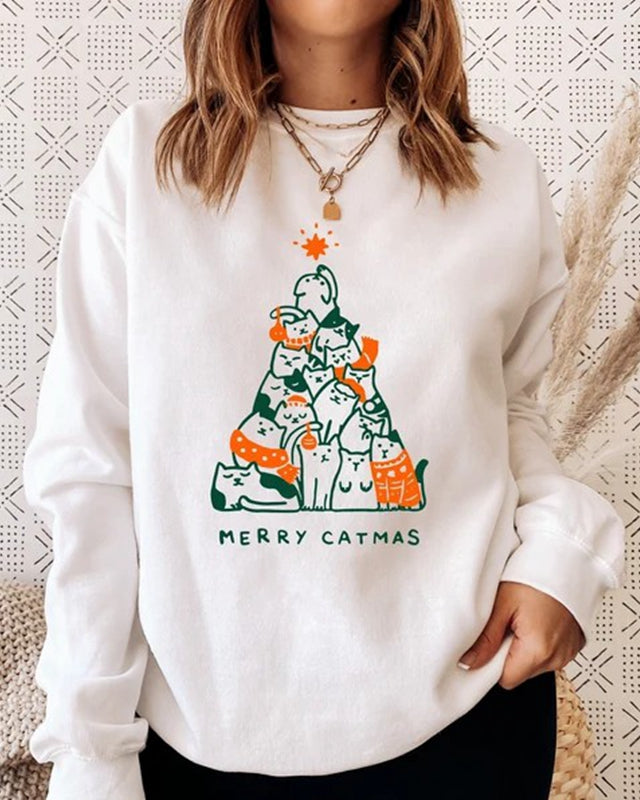 Merry Catmas Sweatshirt Funny Christmas