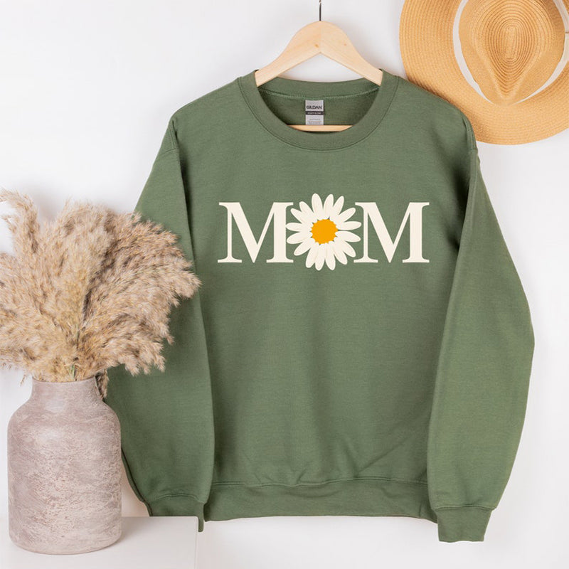 Mother's Day Daisy Mom Print Sweatshirt