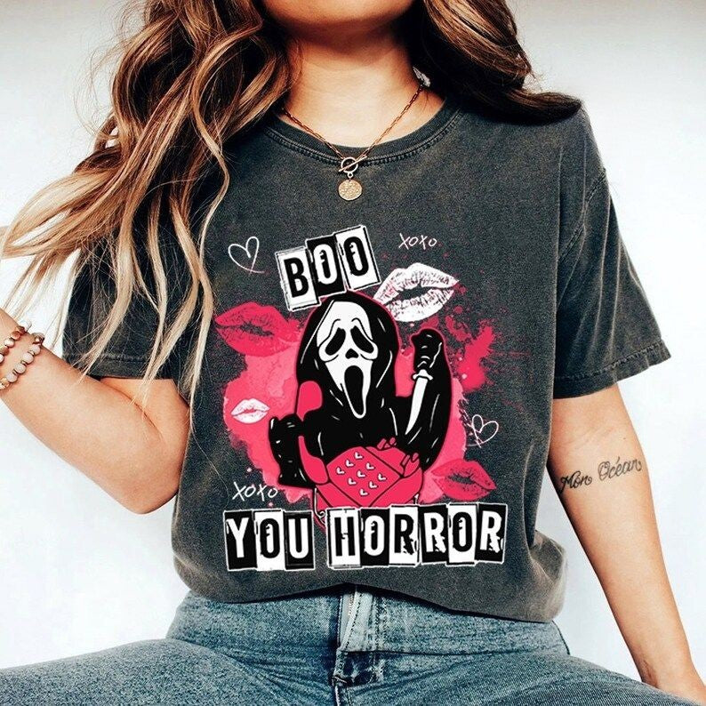Halloween Pink Horror Characters T-shirt