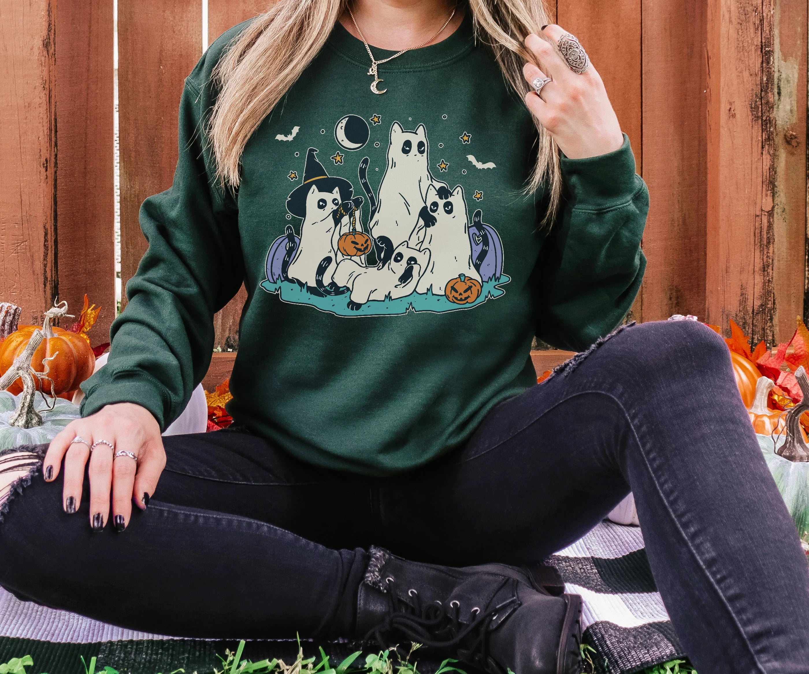 Spooky Cat Mom Halloween Sweatshirt
