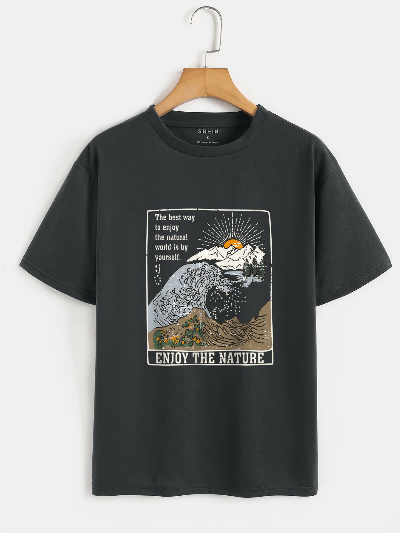 Waves And Slogan Graphic Casual T-shirt