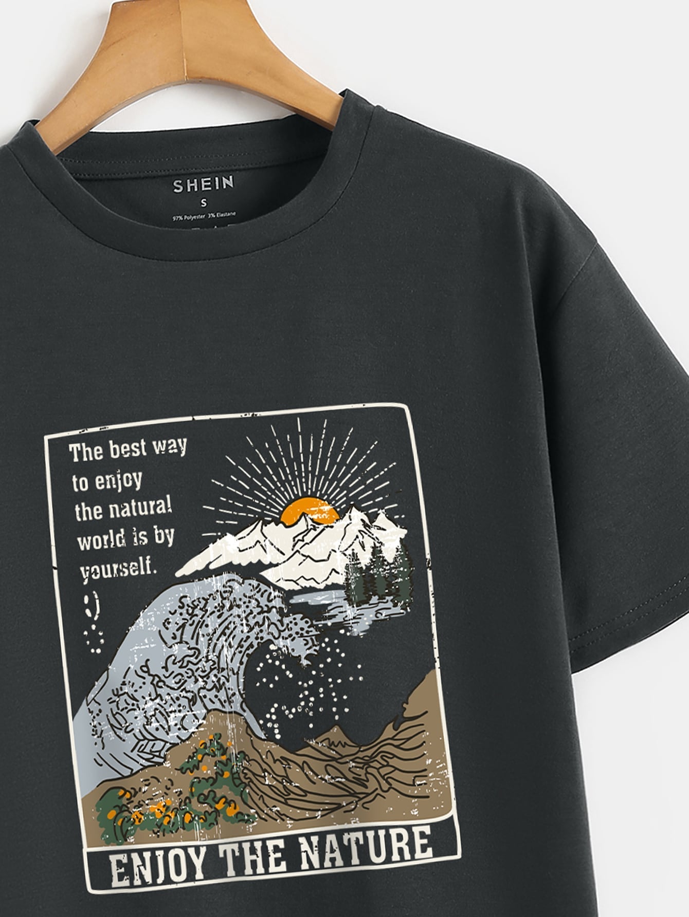 Waves And Slogan Graphic Casual T-shirt